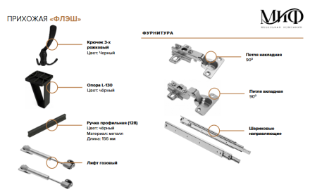 Модульная прихожая Флэш, Браш Вайт/Дуб крафт 