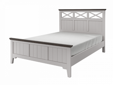 Кровать из массива Грация-5, лен/карниз дуб коньяк   