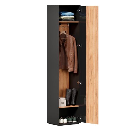 Шкаф одностворчатый Неаполь, Черный/Дуб Вотан 