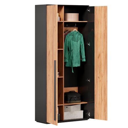 Шкаф двустворчатый Неаполь, Черный/Дуб Вотан 