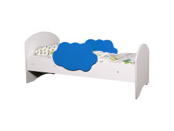 Детская кровать Тучка, белый + синий (с ящиком)