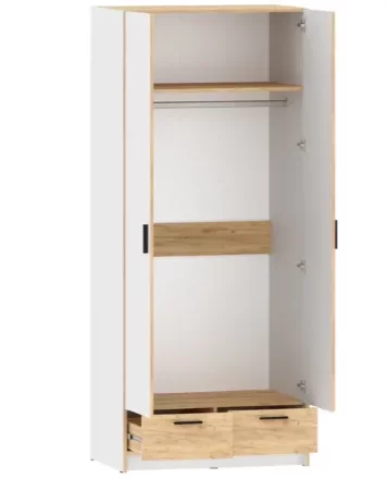 Шкаф для одежды Оттавия НМ 011.80 (фасад с зеркалом), Белый 