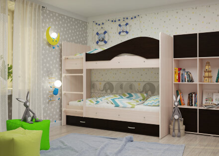 Кровать детская двухъярусная с ящиками Мая 