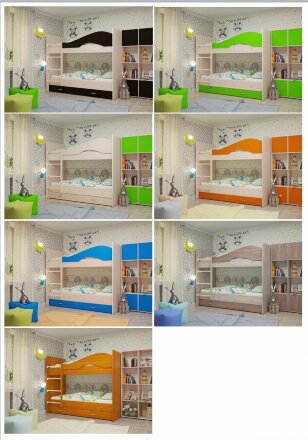 Кровать детская двухъярусная с ящиками Мая 