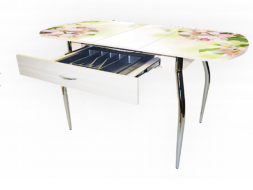 Стол обеденный Прага-1 раздвижной с ящиком опора D40