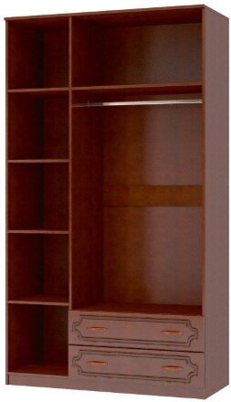 Шкаф 3 двери Лакированный орех, зеркало 