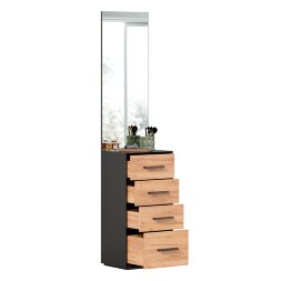 Тумба комбинированная с зеркалом Неаполь, Черный/Дуб Вотан