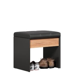 Скамья Неаполь, Черный/Дуб Вотан