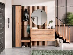 Скамья Неаполь, Черный/Дуб Вотан