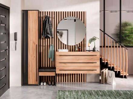 Скамья Неаполь, Черный/Дуб Вотан 