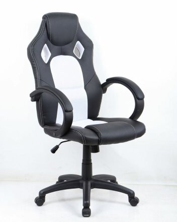 Кресло геймерское Silver Stone, черно-белое 