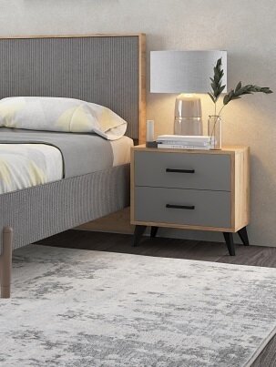 Тумба прикроватная Svetlana Loft, дуб золотой / серый 