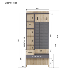 Вешалка с зеркалом Эльза, дуб Сонома