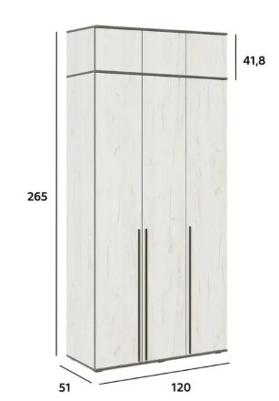 Шкаф трехдверный с антресолью Норд, Дуб крафт   