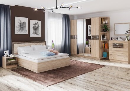 Кровать Мадлен (дуб сонома/дуб шале мореный)   