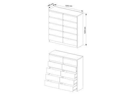 Комод Мори МК 1200.10/2 графит 
