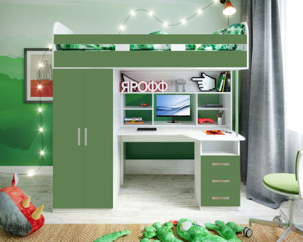 Кровать-чердак Аракс винтерберг-олива 