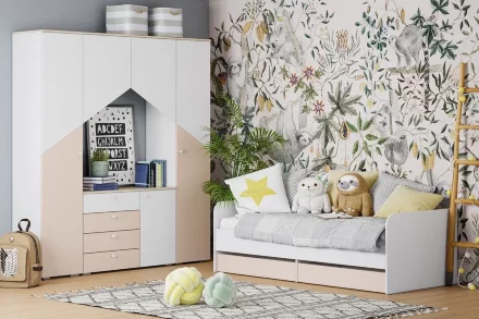 Шкаф комбинированный Банни, бисквит 