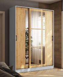 Шкаф-купе 1600 Стиль-2, Белый/Дуб крафт золотой