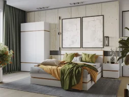 Шкаф 3-х створчатый Аркон, Белый / Дуб вотан