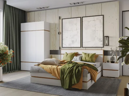 Шкаф 3-х створчатый Аркон, Белый / Дуб вотан 