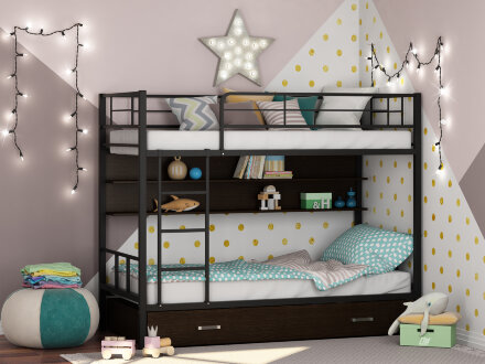 Кровать двухъярусная Севилья 2ПЯ с ящиком и полкой 