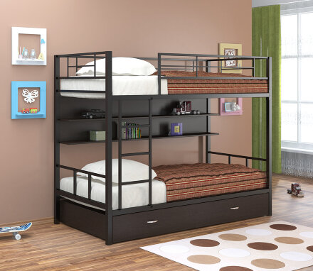 Кровать двухъярусная Севилья 2ПЯ с ящиком и полкой 