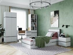 Кровать 0,9 м Аркон, Белый / Бетон темный