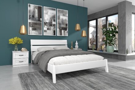 Кровать из массива Дана, белый античный 