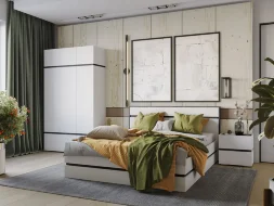 Тумба прикроватная Аркон, Белый / Бетон темный