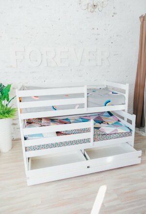 Кровать двухъярусная выкатная Матрешка Эко, белая 