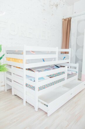 Кровать двухъярусная выкатная Матрешка Эко, белая 