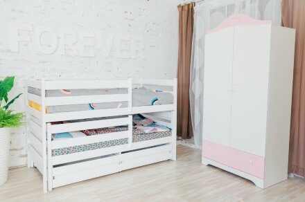 Кровать двухъярусная выкатная Матрешка Эко, белая 