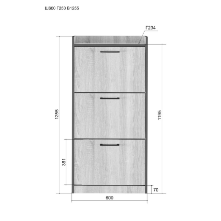 Шкаф обувной Эльза, ясень Анкор  