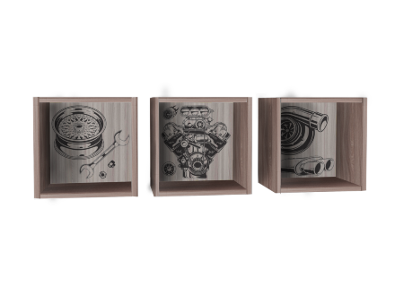 Полки навесные 3 шт с фотопечатью Форсаж 