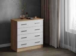 Комод Катрин-3, Дуб крафт золотой/Белый