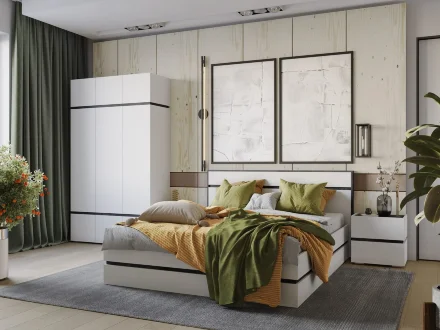 Шкаф двустворчатый Аркон, Белый / Бетон темный 