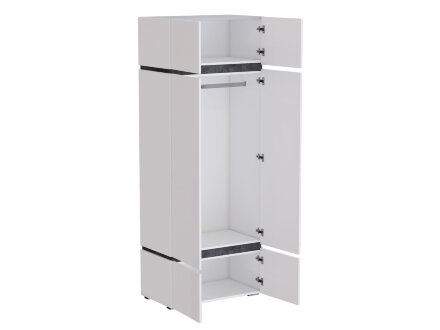 Шкаф двустворчатый Аркон, Белый / Бетон темный 