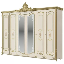 Шкаф 6-и дверный Шейх, Слоновая кость/золото