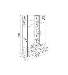 Шкаф 3-х секционный Дуглас