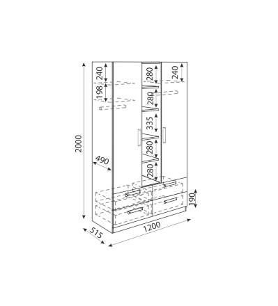 Шкаф 3-х секционный Дуглас 