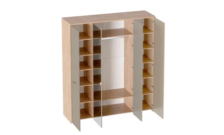 Шкаф четырёхдверный Гавана, Светло-серый софт 