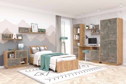 Кровать дуб крафт (арт.032) ЭГО 