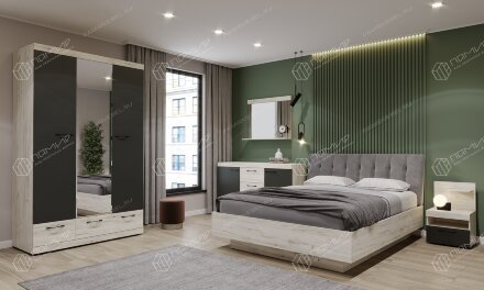 Комод КС-900 Соната, Крафт белый - Антрацит 