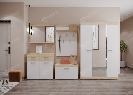 Вешалка Соната ВШС-800, Сонома/Белый глянец  