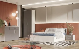 Тумба прикроватная (комплект из 2 штук) Фиеста New, Дуб крафт белый / Графит