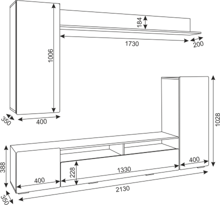 Гостиная Альфа, графит софт 