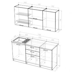 Кухонный гарнитур Лира экстра, 170 см