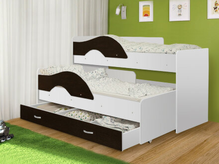 Кровать Матрешка (Радуга) 1,6 м. белый + венге 