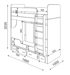 Кровать двухъярусная Остин, М25